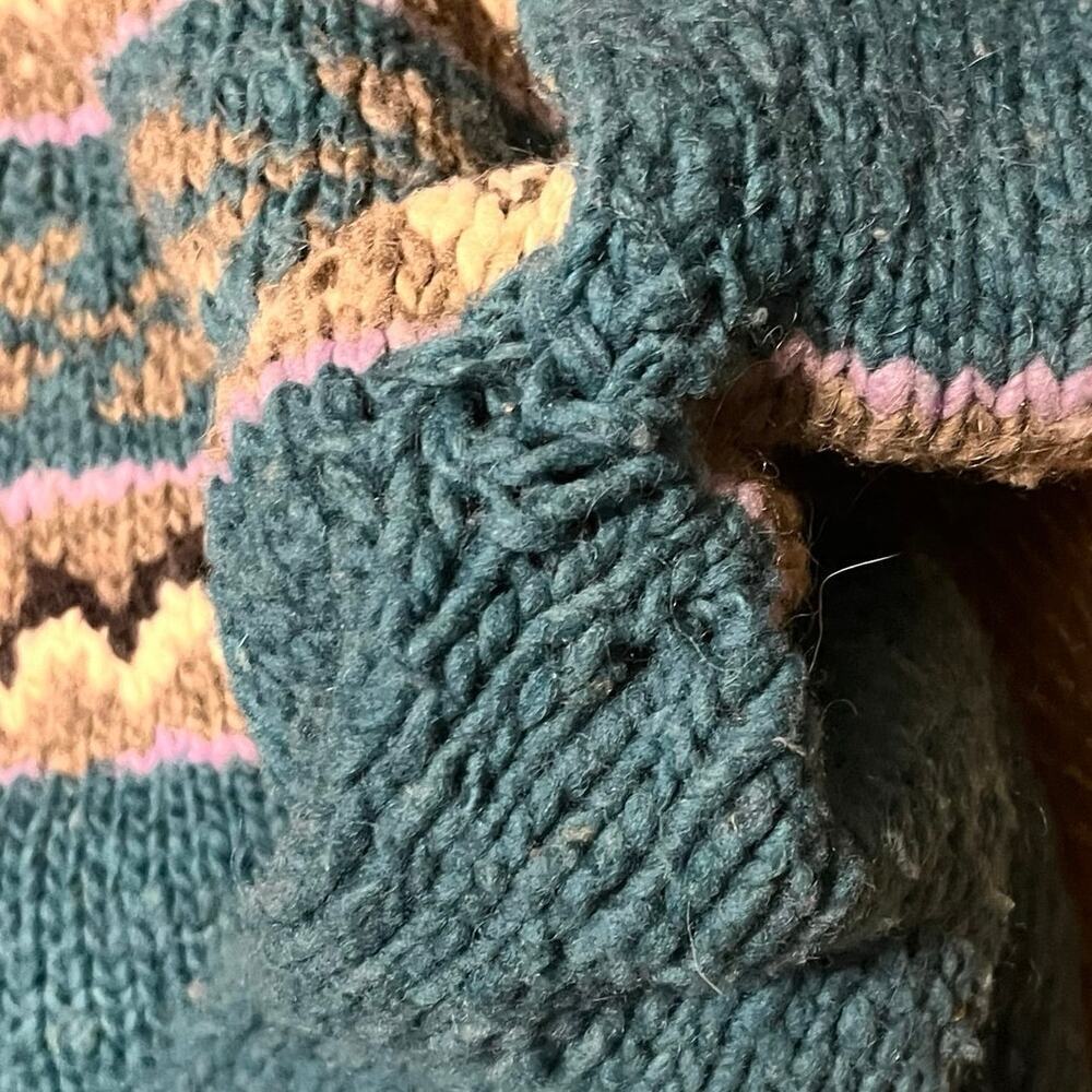 VTG Del Mundo Ecuador 100% Wool Fair Isle Handmade Crewnck Sweater Nordic Aztec - Picture 9 of 9